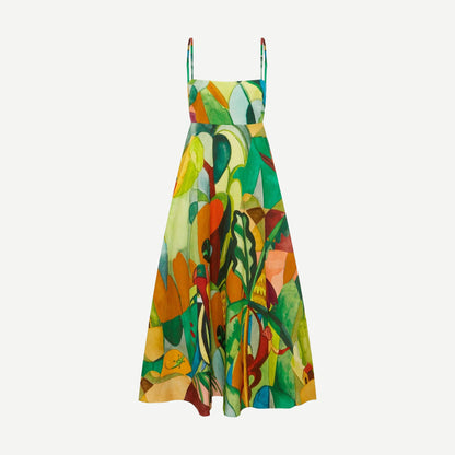 Alémais Mokshini Sundress in multicolor, midi length, lightweight dress with a relaxed fit and floral pattern.