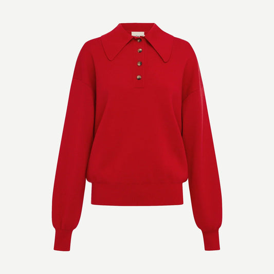 Rocky Knit Polo - Cherry