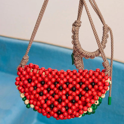 Wood Bead Watermelon Mini Bag - Coral - Galvanic.co