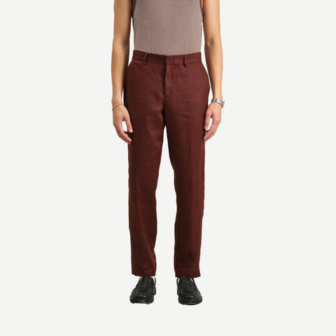 ALP Smart Trouser - Linen Merlot - Galvanic.co