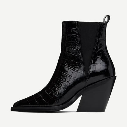 Bekah Boots - Black Embossed - Galvanic.co
