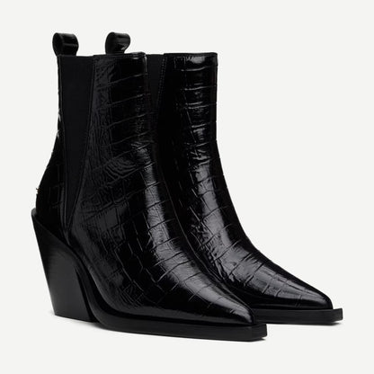 Bekah Boots - Black Embossed - Galvanic.co