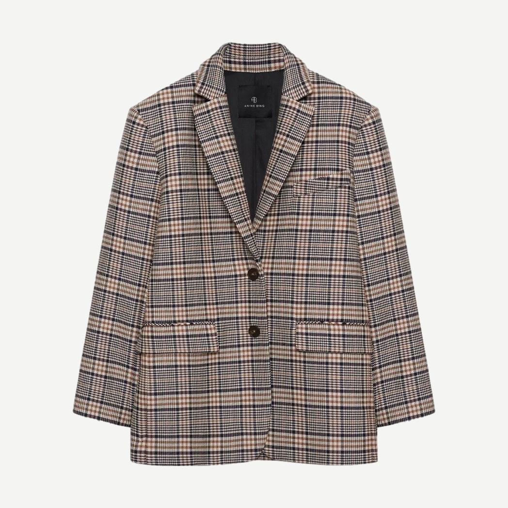 Quinn Blazer - Beige/Navy Check