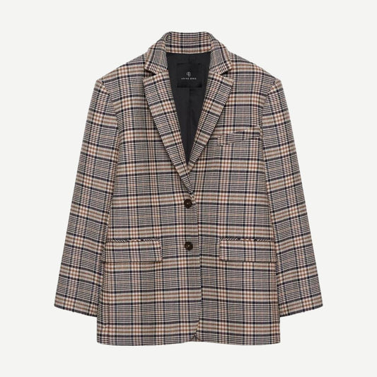 Quinn Blazer - Beige/Navy Check