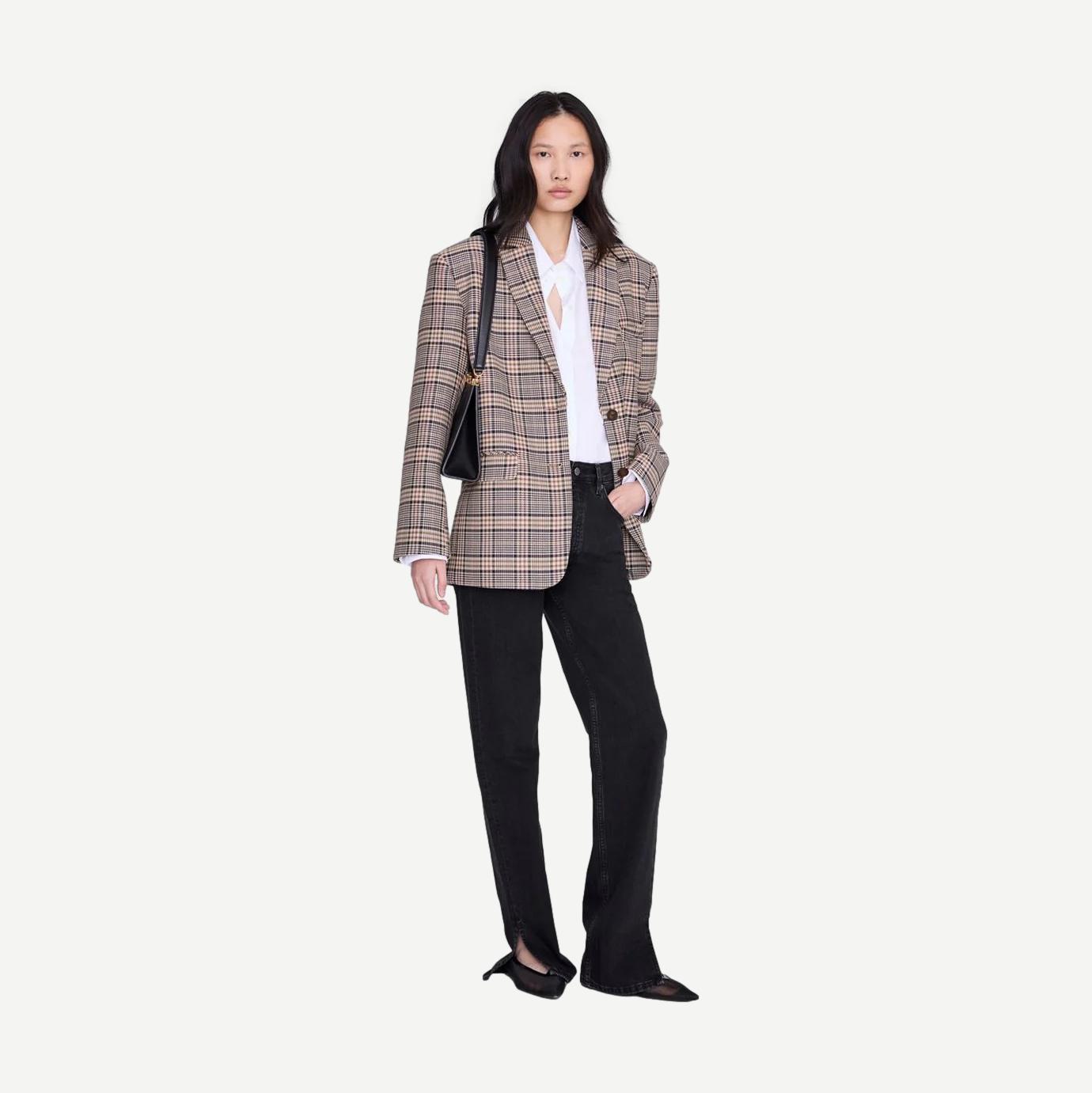 Quinn Blazer - Beige/Navy Check