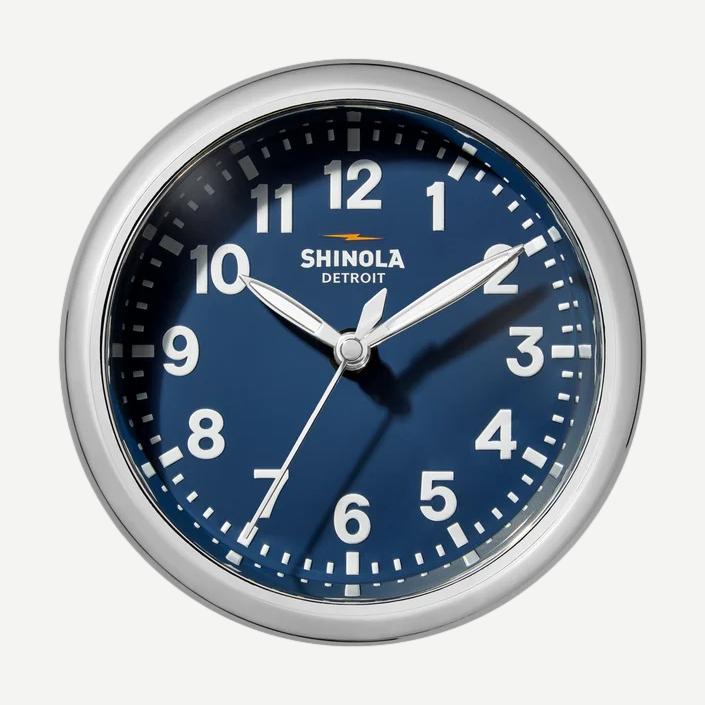 Desk Clock Runwell 6" - Chrome/Navy