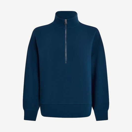 Mavis Mock Neck Sweat - Sea Blue