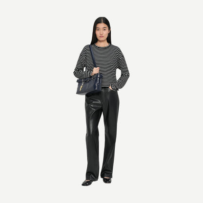 The Knit Stripe Crewneck Pullover - Black MT