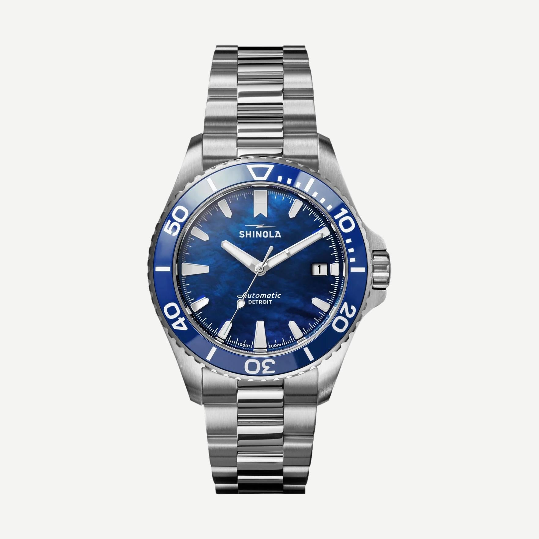 Monster Automatic Lake Michigan 39mm Dive Watch - Blue/MOP/Silver - Galvanic.co