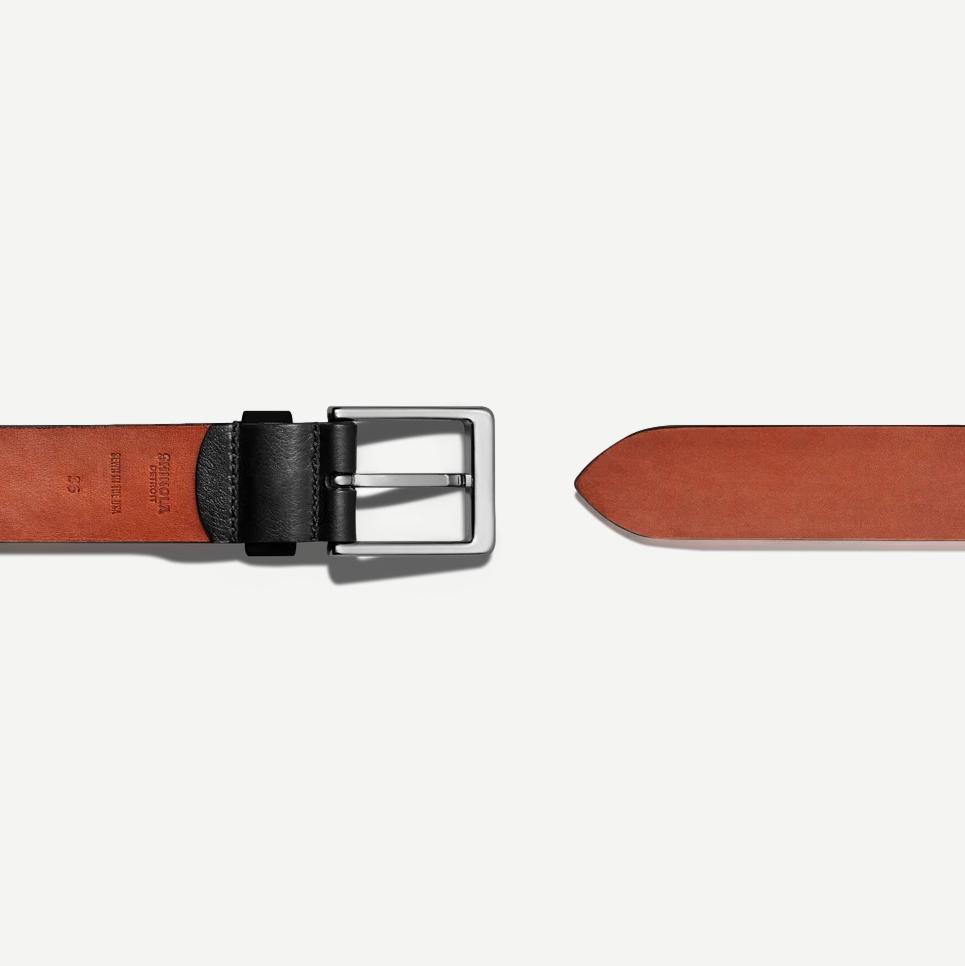 1 1/2 Inch Lightning Bolt Keeper Belt Natural Grain - Black