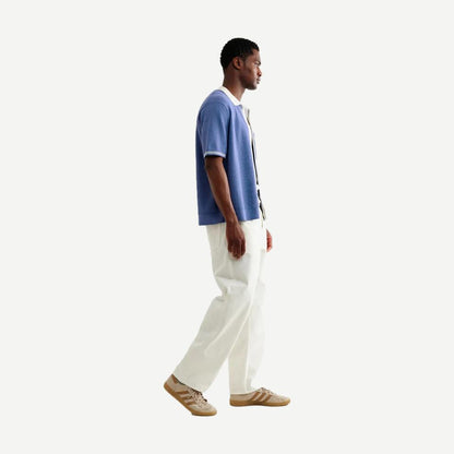 Belle SS Shirt Tipped Pointelle - Blue/Ecru - Galvanic.co