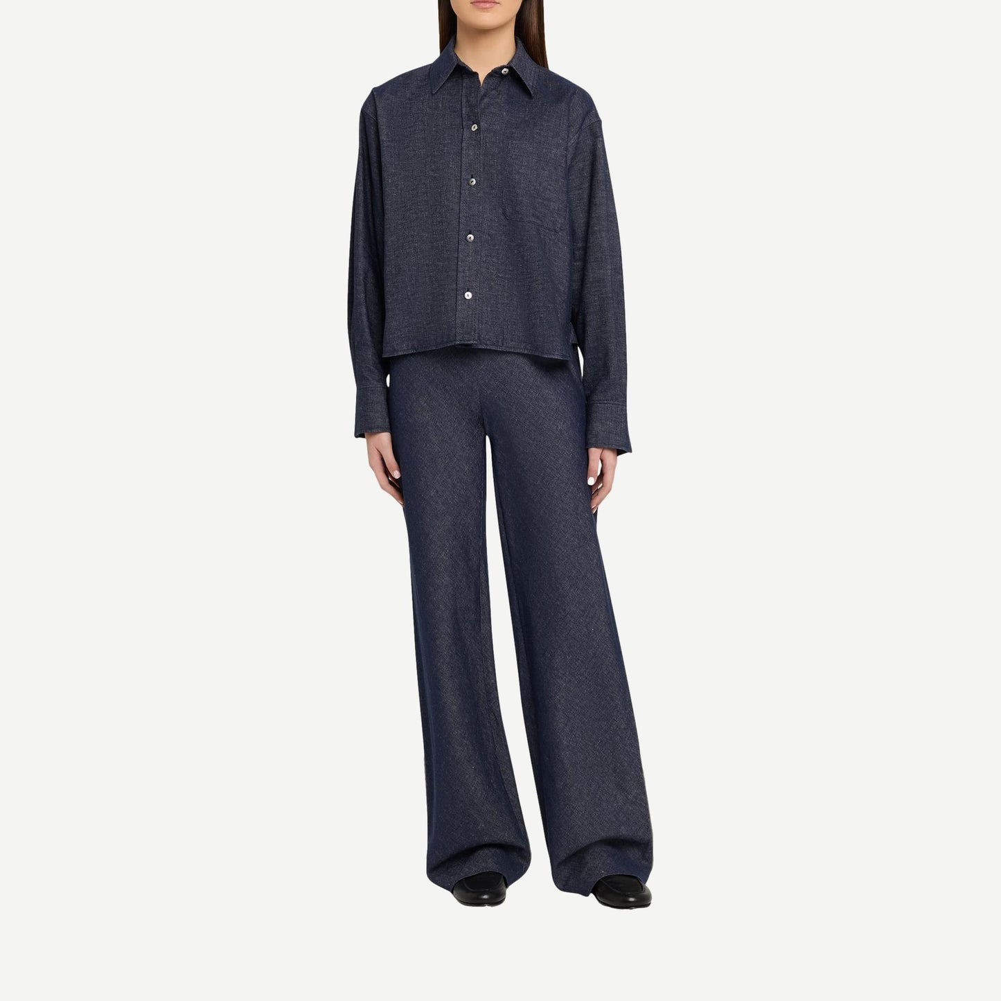 Cropped L/S Shirt - Indigo - Galvanic.co