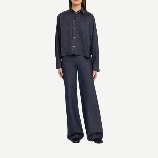 Cropped L/S Shirt - Indigo - Galvanic.co