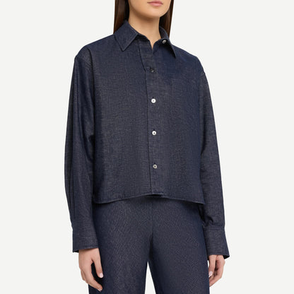 Cropped L/S Shirt - Indigo - Galvanic.co