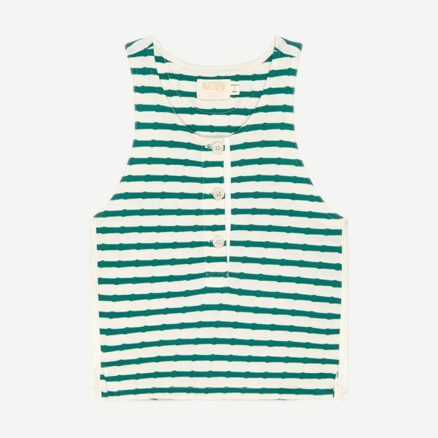 Bree Tank With Contrast Inset - Verdant Green Stripe - Galvanic.co