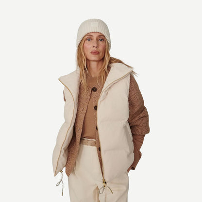 Lilah Cord Puffer Gilet - Whitecap Grey