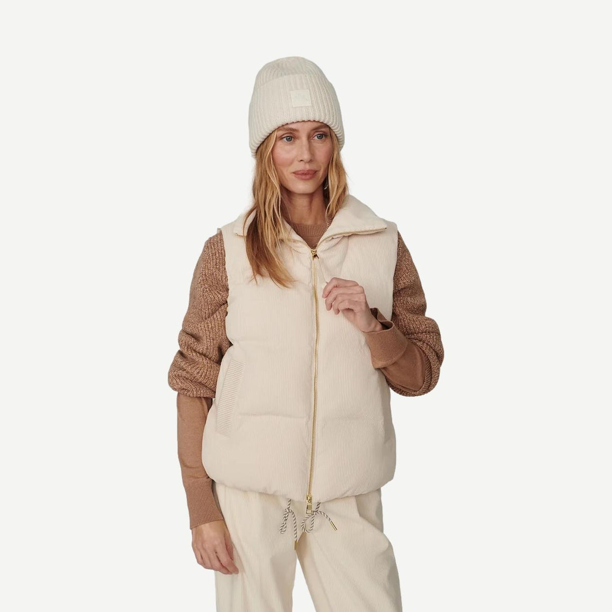 Lilah Cord Puffer Gilet - Whitecap Grey
