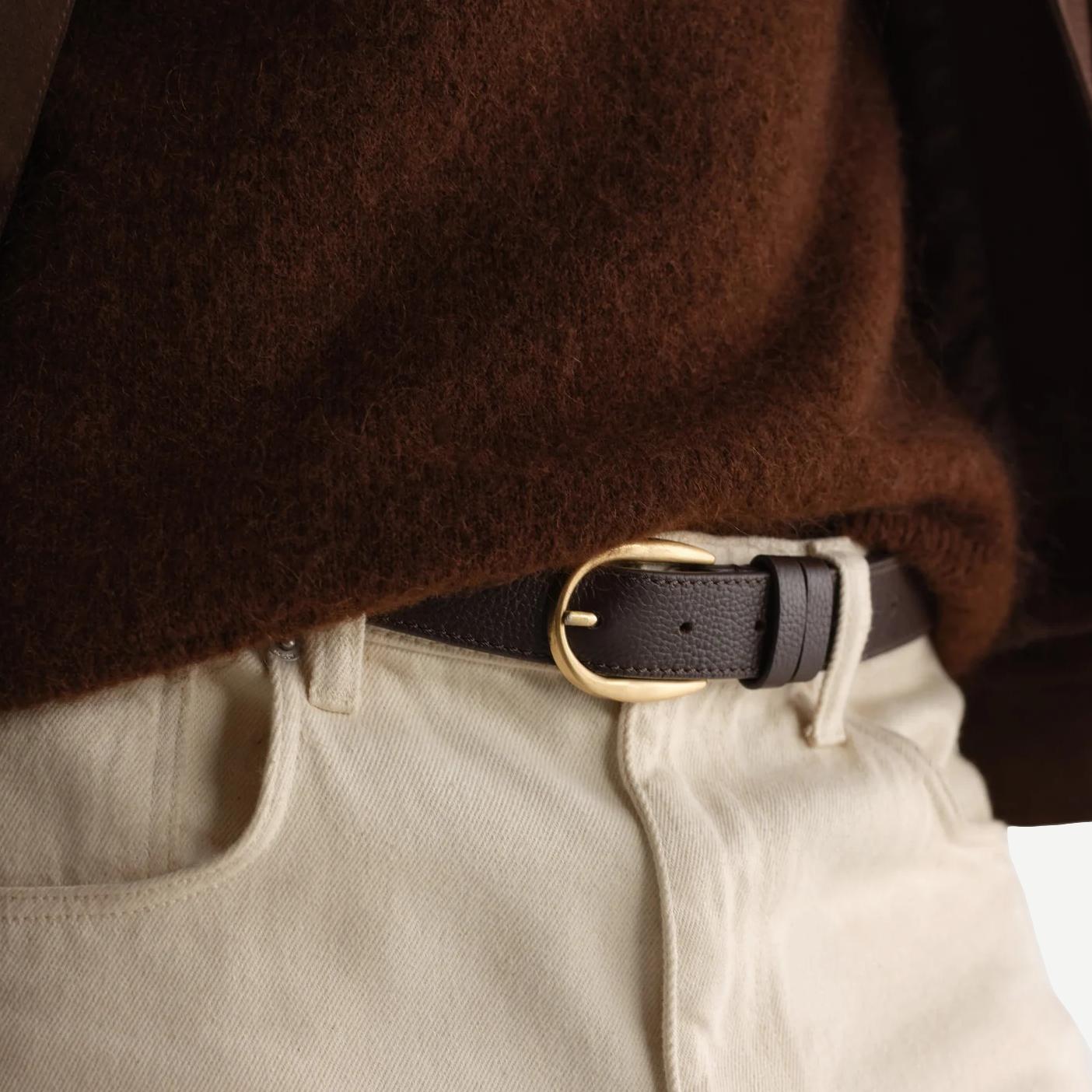 Calsen Belt Western Emb Leather - Dark Brown