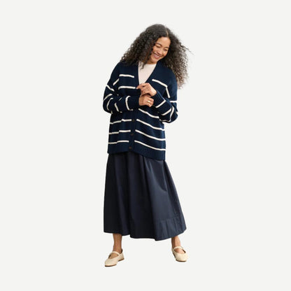 Chloe Cardigan - Ivory/Navy Stripe - Galvanic.co