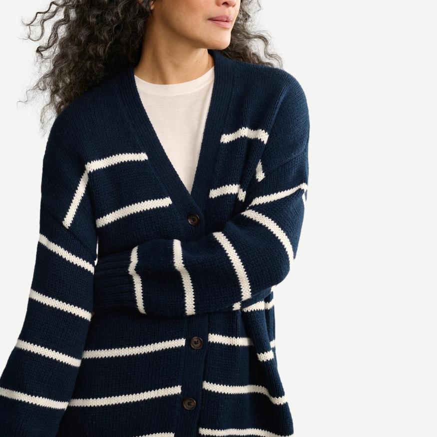 Chloe Cardigan - Ivory/Navy Stripe - Galvanic.co