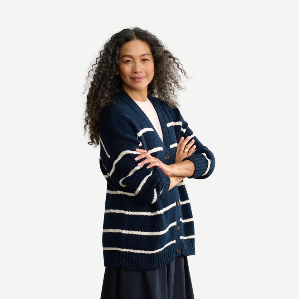 Chloe Cardigan - Ivory/Navy Stripe - Galvanic.co
