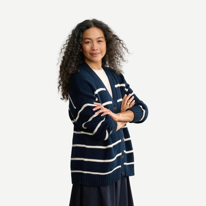 Chloe Cardigan - Ivory/Navy Stripe - Galvanic.co