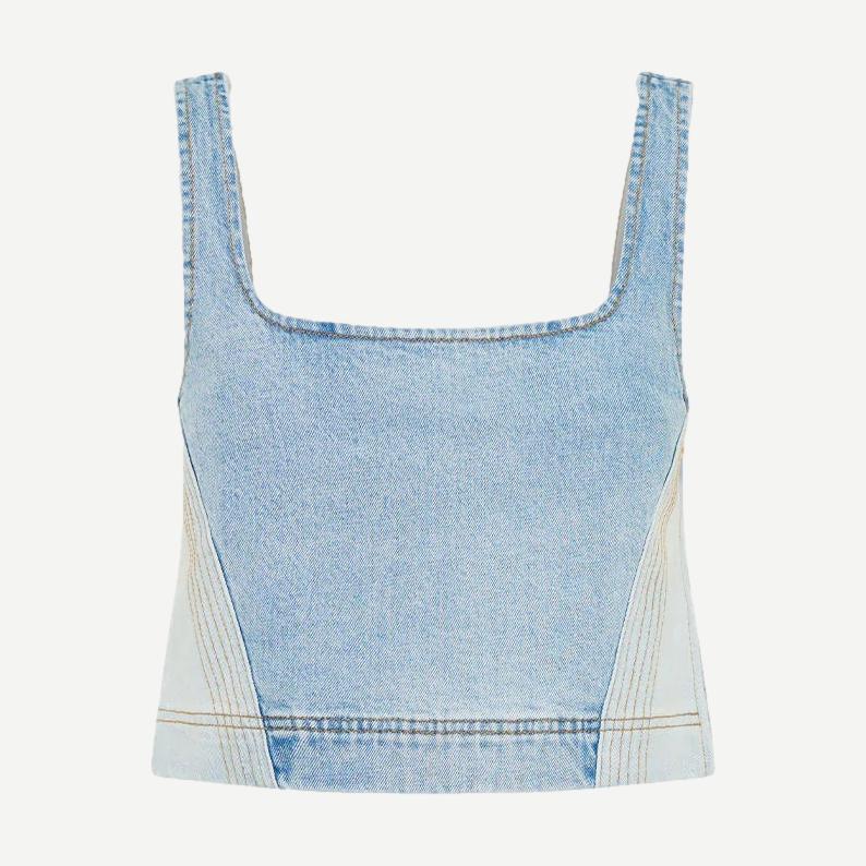 Carla Denim Top - Two Tone Wash - Galvanic.co
