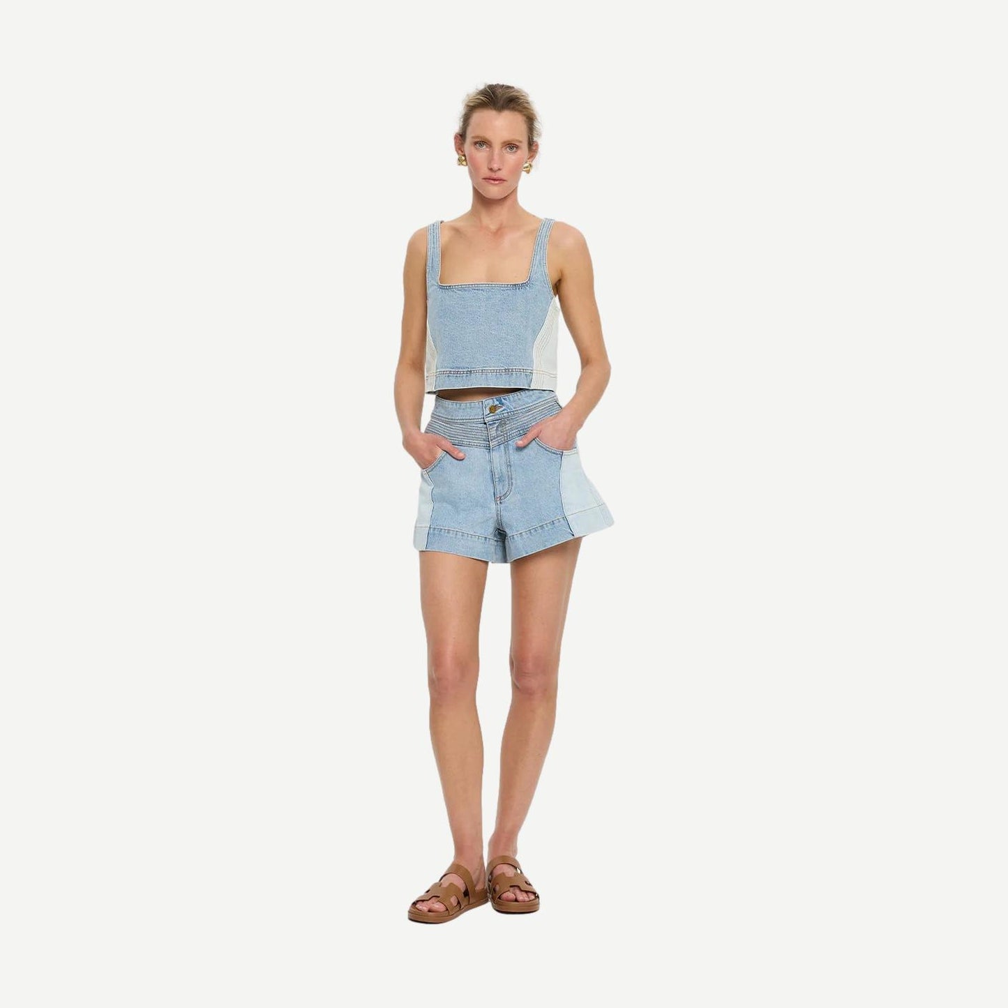 Carla Denim Top - Two Tone Wash - Galvanic.co