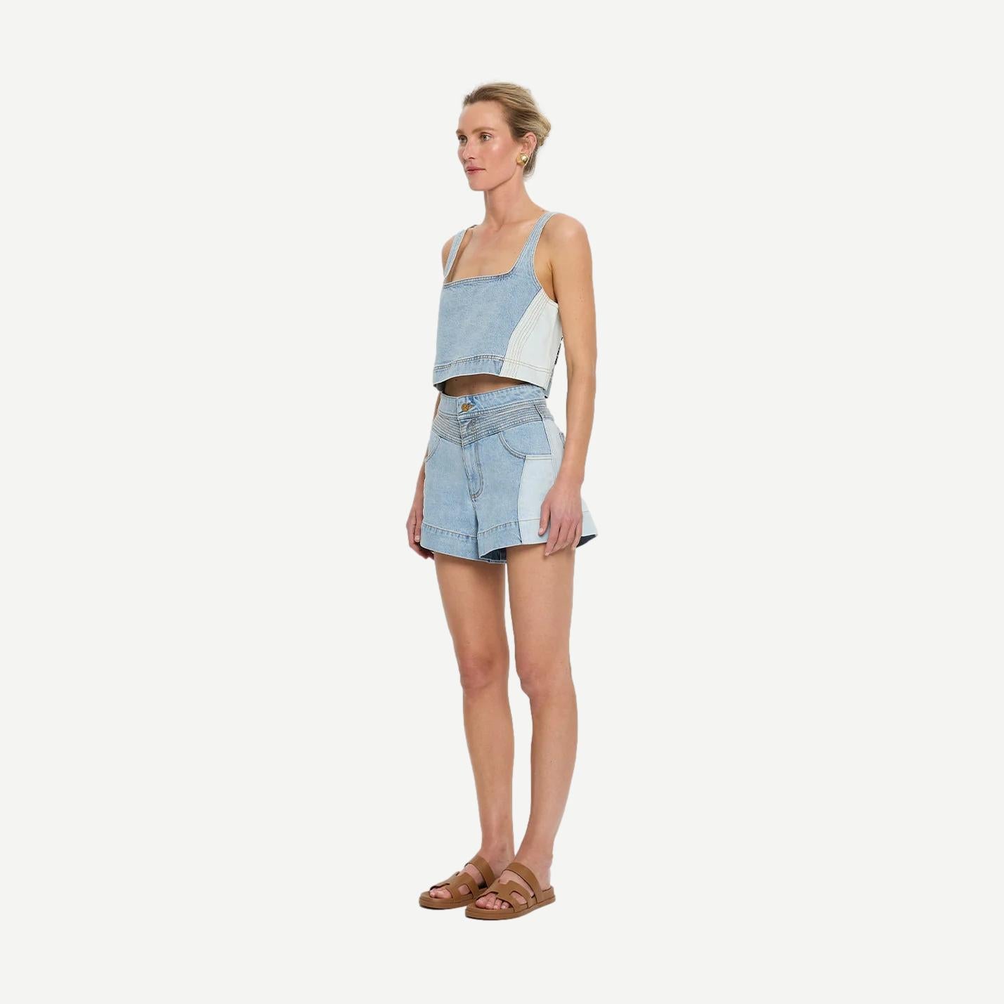 Carla Denim Top - Two Tone Wash - Galvanic.co
