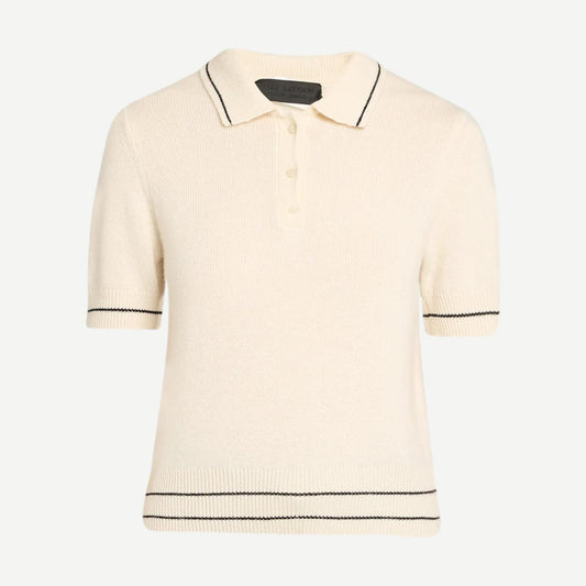 Carline Polo Sweater - Ivory/Black - Galvanic.co