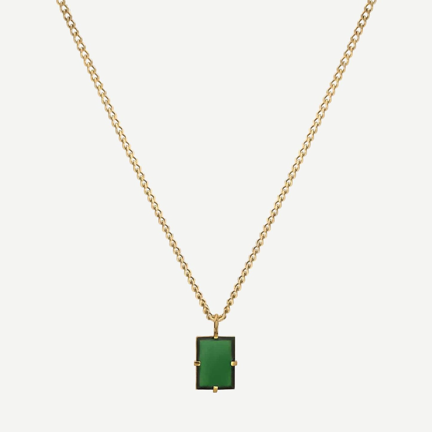 Lennox Pendant Necklace w/Enamel, Gold Vermeil, Polished, Green, 24in. - Galvanic.co