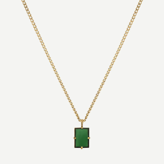 Lennox Pendant Necklace w/Enamel, Gold Vermeil, Polished, Green, 24in.