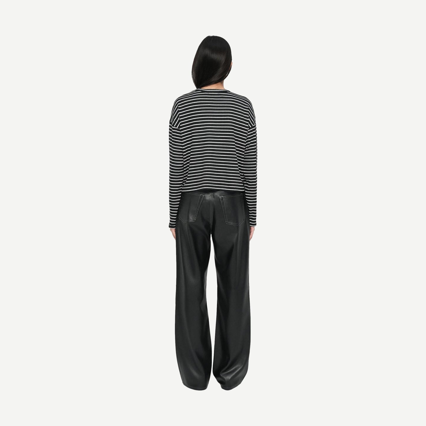 The Knit Stripe Crewneck Pullover - Black MT