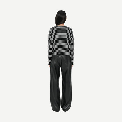 The Knit Stripe Crewneck Pullover - Black MT