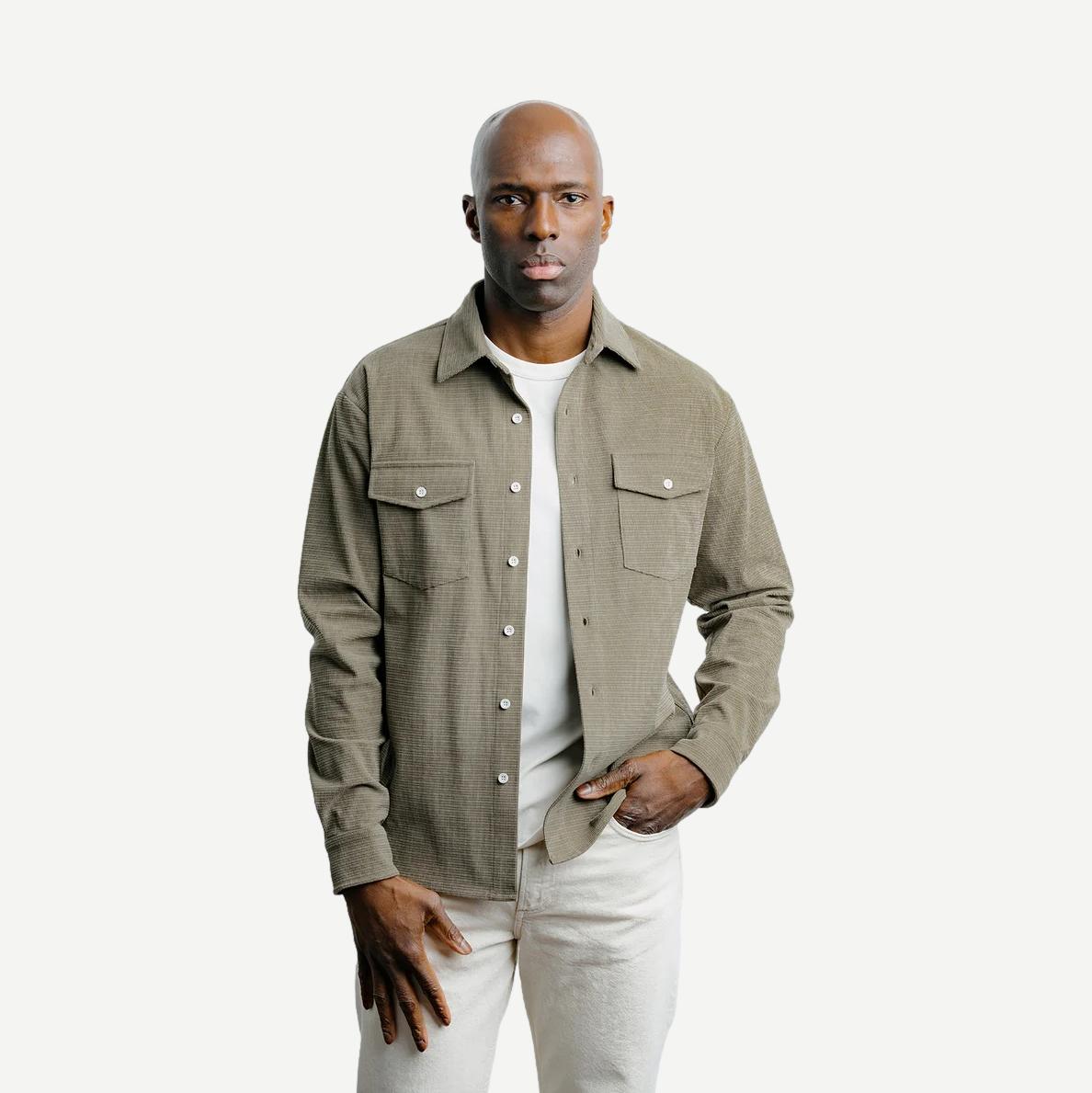 Textured Overshirt - Olive