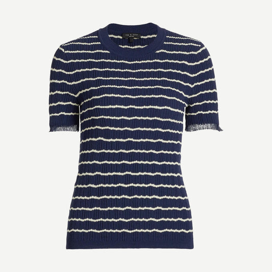 Chiara Stripe Short Sleeve Crew - Galvanic.co