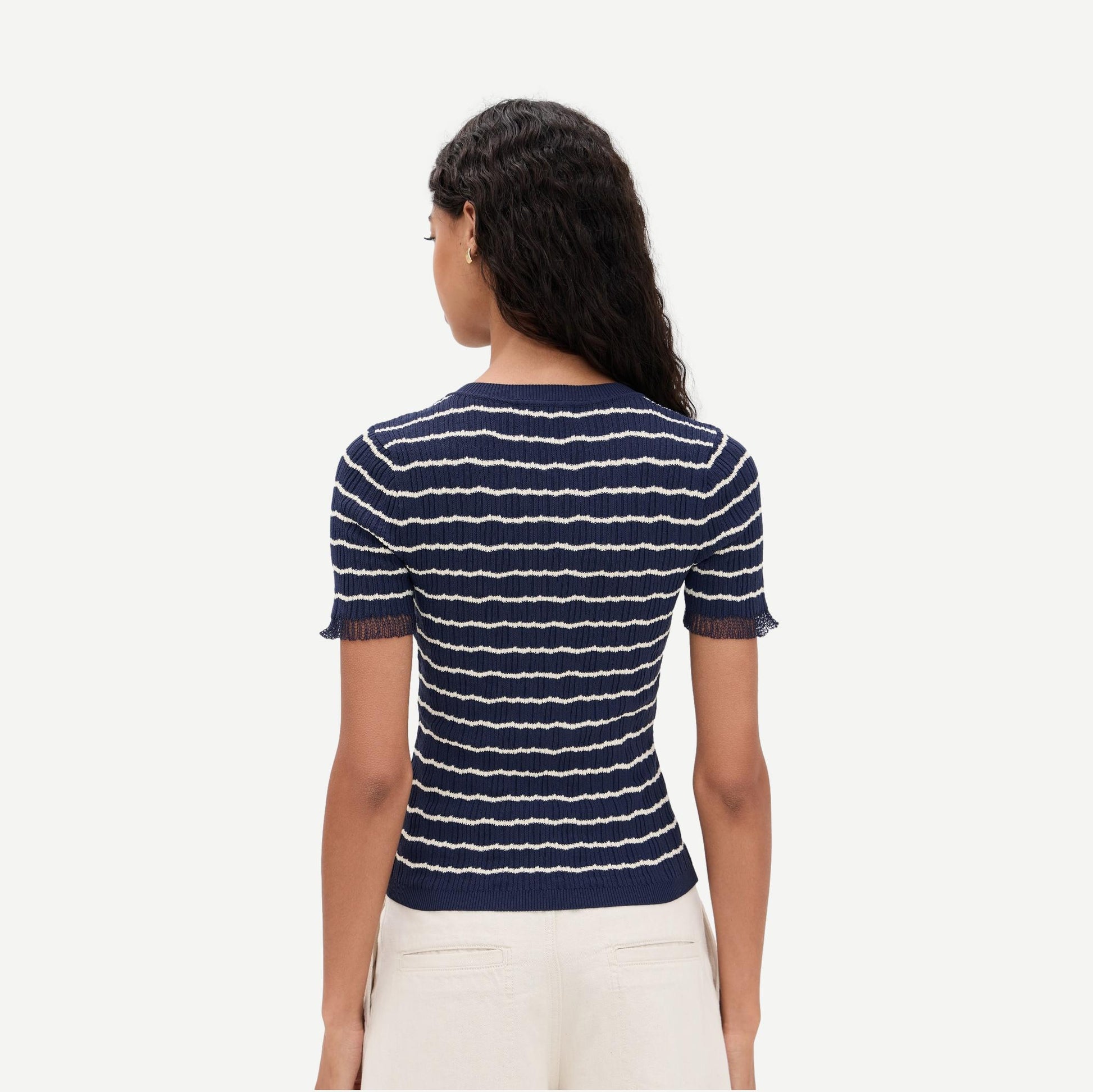 Chiara Stripe Short Sleeve Crew - Galvanic.co