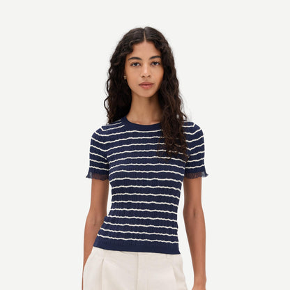 Chiara Stripe Short Sleeve Crew - Galvanic.co