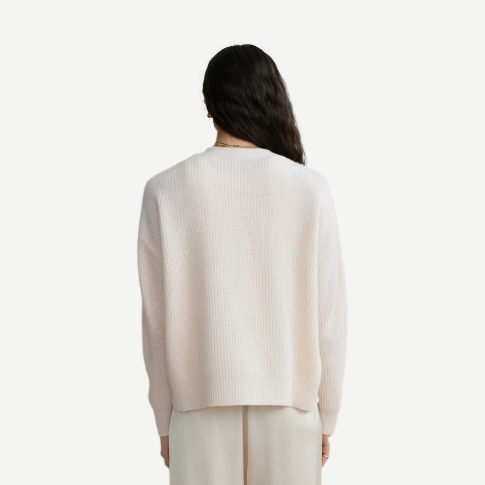 Cropped Cashmere Cocoon Cardigan - Ivory - Galvanic.co