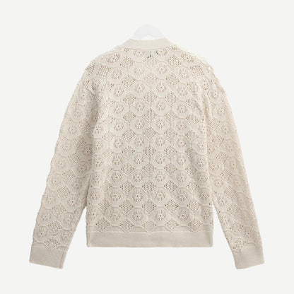 Crosby Cardigan - Tape Yarn Pointelle Ecru - Galvanic.co
