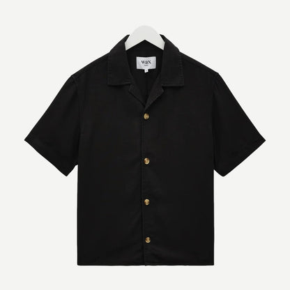 Curzon SS Shirt Drapey Tencel Twill - Black - Galvanic.co