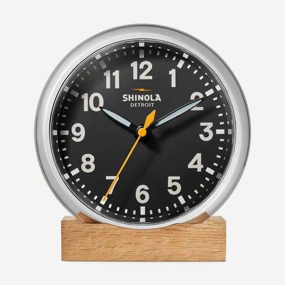 Desk Clock Runwell 6" - Chrome/Black