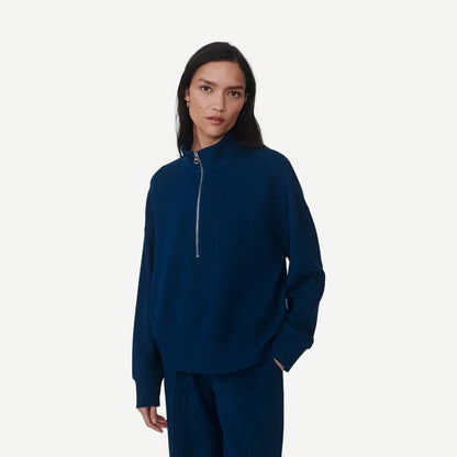 Mavis Mock Neck Sweat - Sea Blue