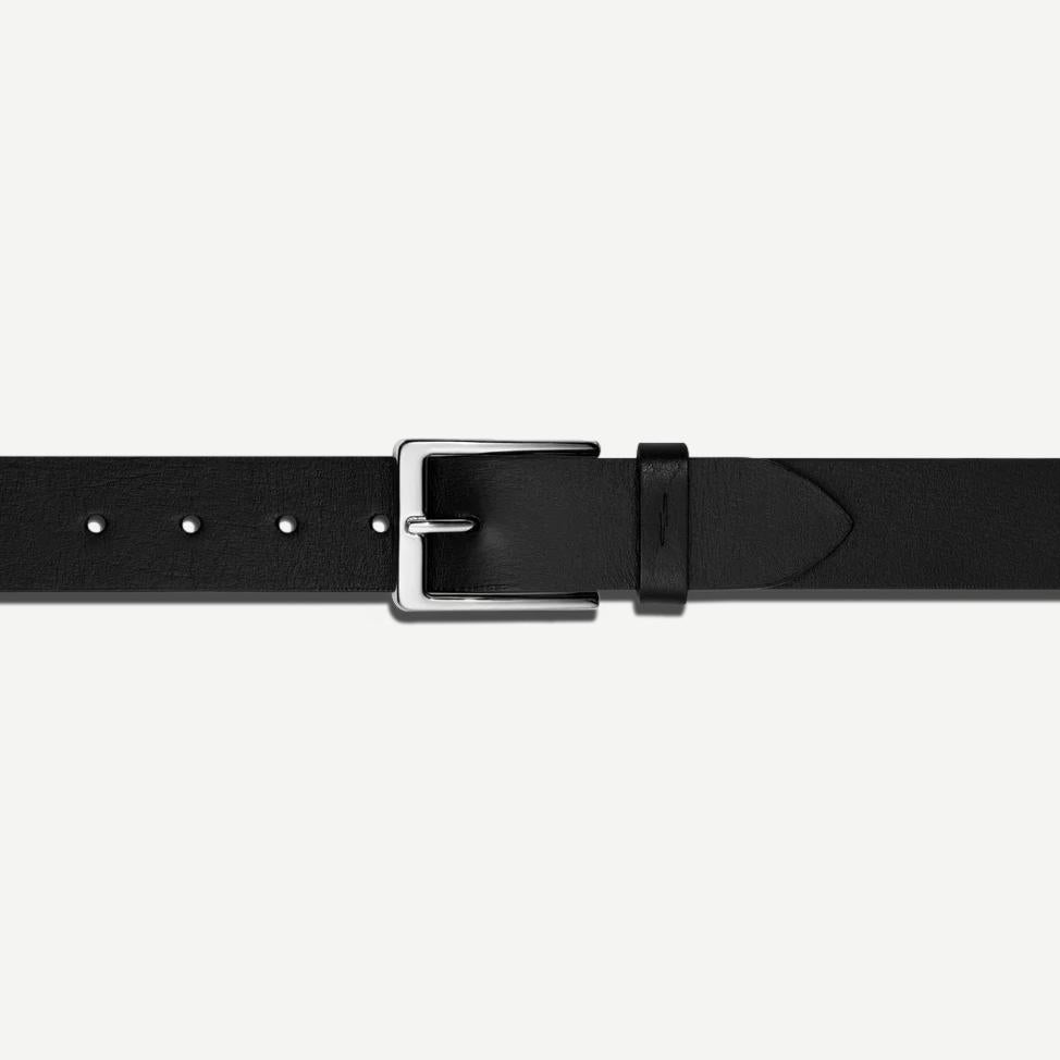 1 1/2 Inch Lightning Bolt Keeper Belt Natural Grain - Black