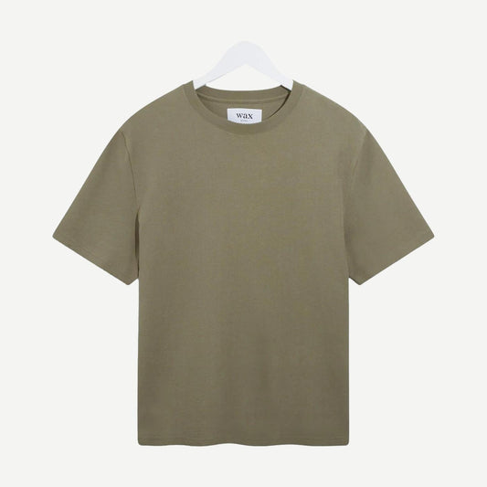 Wax London Dean SS Shirt Jolt in green, textured organic cotton T-shirt with a casual fit and stylish design.