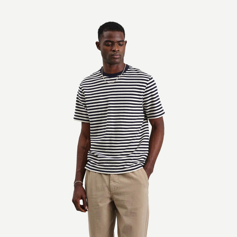 Dean SS Tee Jolt Stripe - Navy Ecru - Galvanic.co