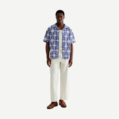 Didcot SS Shirt Heavy Corded Lace - Blue/Ecru - Galvanic.co
