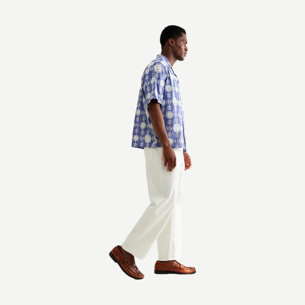 Didcot SS Shirt Heavy Corded Lace - Blue/Ecru - Galvanic.co