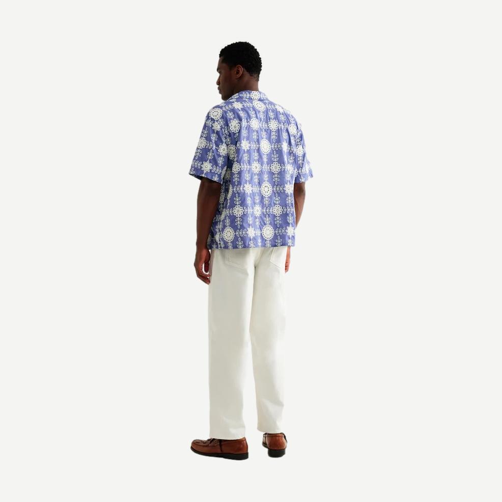 Didcot SS Shirt Heavy Corded Lace - Blue/Ecru - Galvanic.co