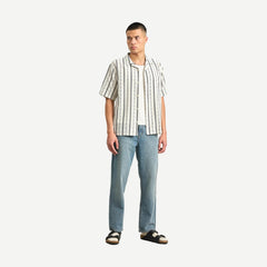 Didcot SS Shirt W. Pocket - Fleck Stripe Ecru - Galvanic.co